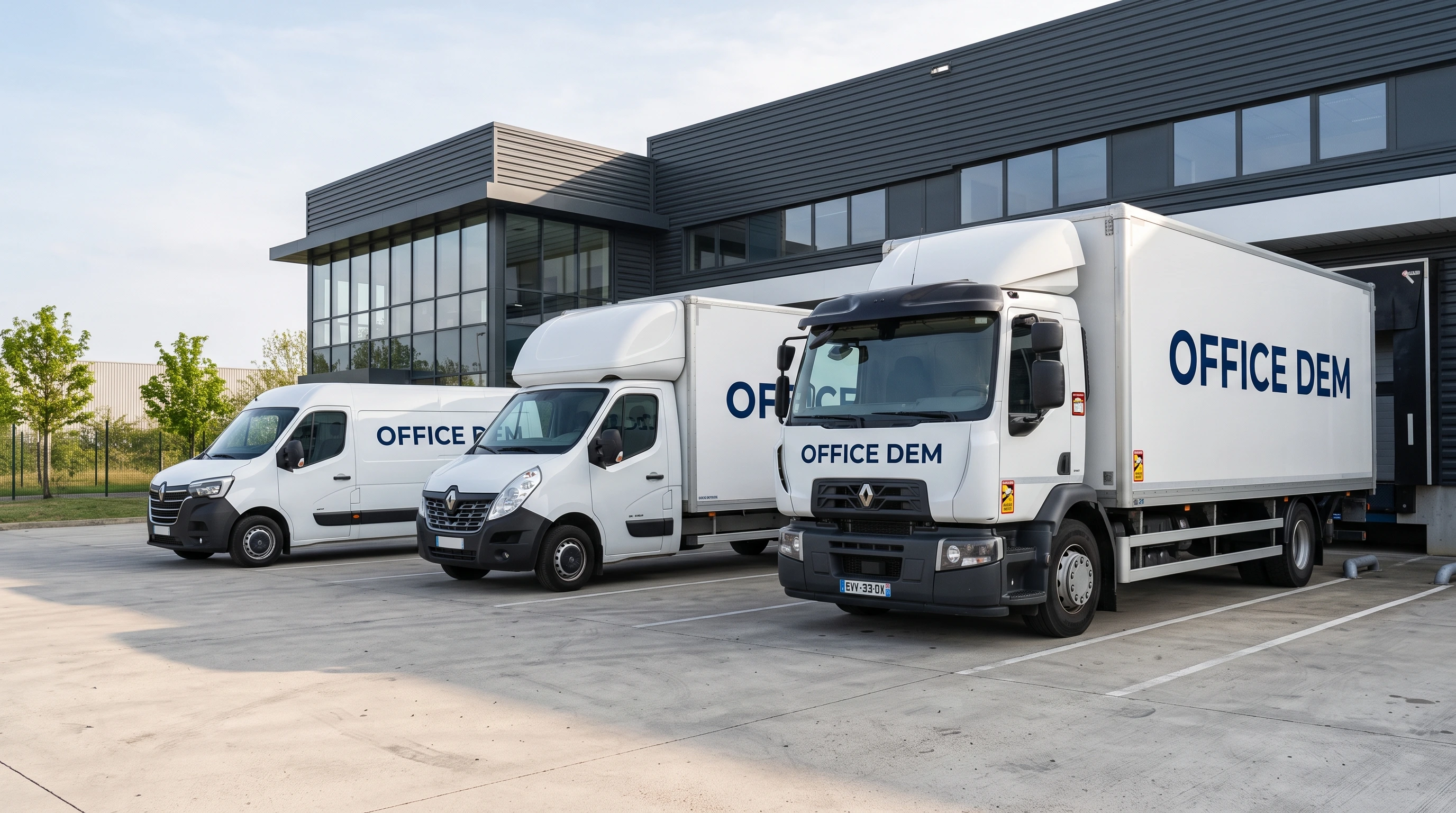 Camions utilitaires blancs de la flotte Office Dem